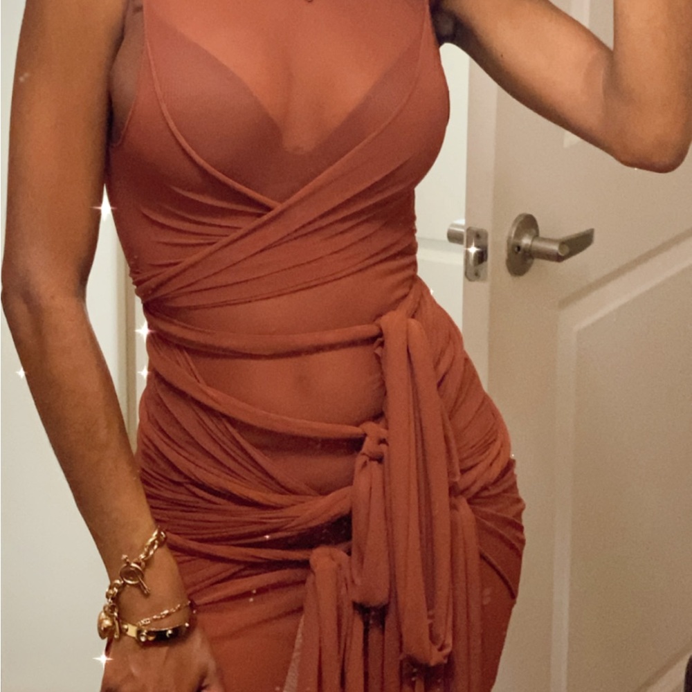 Source Unknown Mesh Wrap Dress